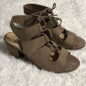 Time & Tru Tan Lace Up Suede Wedges Size 8.5
